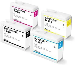 SJIC35P Ink Cartridges Remanufactured CW-C6000P C13T44B120 C13T44B220 C13T44B320 C13T44B420 Compatible for ColorWorks CW-C6000P CW-C6500A CW-C6500P CW-C6000A Color Inkjet Gloss Label Printers (4Pack)