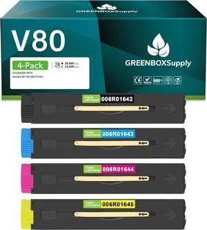 Compatible V80 Toner Cartridge Replacement for Xerox 006R01642 006R01643 006R01644 006R01645 Toner for Versant 80 180 280 Printer (4 Pack, Black Cyan Magenta Yellow)