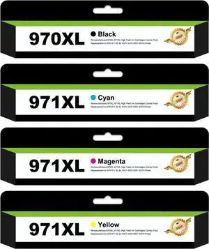 970XL 971XL Ink Cartridges Combo Pack Replacement for HP 970 XL 971 XL Ink Cartridges for Officejet Pro X476dw X576dw X451dw X551dw X451dn X476dn Printer (4-Pack)