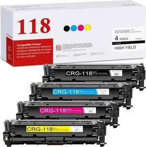 BERRYSKY 118 Toner Cartridges Compatible High-Yield 118BK 118C 118M 118Y Toner Replacement for Canon 118 Color ImageClass MF8380Cdw LBP7210Cdn MF8340Cdn Printer(4-Pack,BK/C/M/Y)