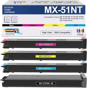MX-51NT MX51NT Toner Cartridge Compatible MX-51NT MX-51NTBA MX-51NTCA MX-51NTMA MX-51NTYA Replacement for Sharp MX-5110N MX-5111N MX-5140N MX-5141N MX-4110N MX-4111N MX-4140N MX-4141N