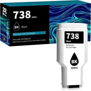 738 Ink Cartridges(300ML, Black), 738XL DesignJet Ink Cartridge Replacement for HP DesignJet T850 & DesignJet T950 Wide Format Printer (498N8A)