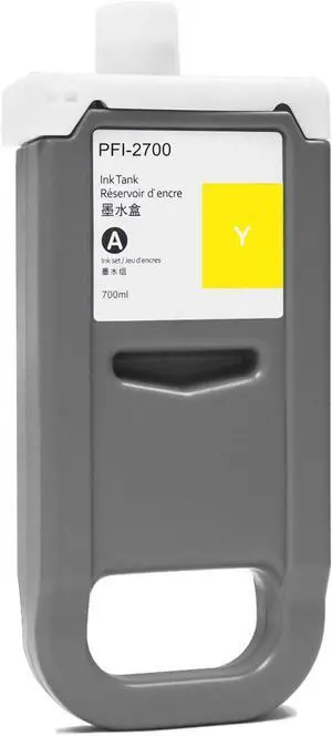 PFI-2700 Ink Cartridge Pigment Ink Tank PFI2700 Compatible for Canon ImagePROGRAF PRO-2600 PRO-4600 PRO-6600 GP-2000 GP-4000 GP-4600S GP-6600s Printers (700ml, Yellow)