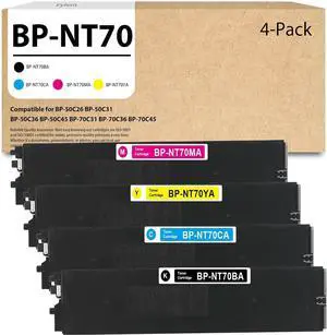BP-NT70 High Yield Toner Cartridge Replacement for Sharp BP-NT70BA BP-NT70CA BP-NT70MA BP-NT70YA Toner Cartridge for Sharp BP-50C26 BP-50C31 BP-50C36 BP-50C45 BP-70C31 BP-70C36 BP-70C45 Printer Ink