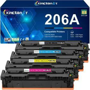 206A Toner Cartridge 4 Pack (with Chip) Replacement for HP 206A 206X W2110A Toner Work for HP Color Laser Jet Pro MFP M283fdw M283cdw M255dw MFP M283 M255 Series Printer (Black Cyan Yellow Magenta)