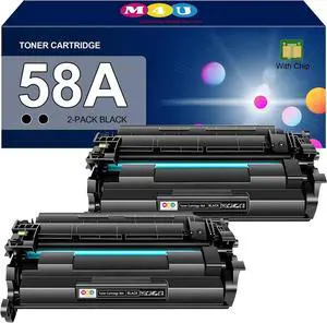 58A Toner 2 Pack Compatible with 58A CF258A Toner Cartridges Black (with Chip), Works with MFP M428fdw M428fdn M428dw M404 M428 Pro M404n M404dn M404dw Printer(2 Pack)