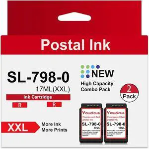 SL-798-0 Red Ink Cartridge 2-Pack Replacement for Pitney Bowes SL-798-0 Red Ink Cartridge for Postage Meters for Sendpro C200, C300 and C400,17 ML