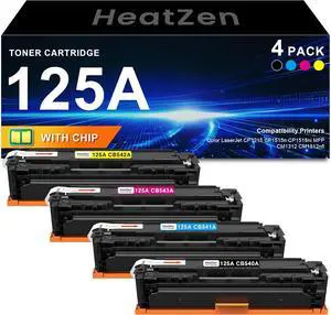125A Toner Cartridges 4 Pack High Yield Replacement for HP 125A CB540A CB541A CB542A CB543A Toner for Color LaserJet CM1312 MFP CM1312nfi CP1215 CP1515n CP1518ni Printer Ink, Black Cyan Yellow Magenta