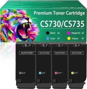 CS730 Toner Cartridge Compatible for Lexmark CS730 CS735 71C10K0 71C10C0 71C10M0 71C10Y0 Toner Cartridges Work for Lexmark CS730 CS735 CS737 CX730 CX735 Printers