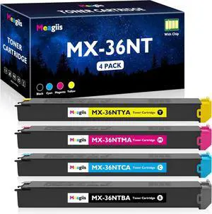 MX-36NT Toner Cartridge MX-36NTBA MX-36NTCA MX-36NTMA MX-61NTYA Replacement for Sharp MX-36NT MX36NT Toner for MX-2610N 2615N 2640N 3110N 3115N 3140N 3610N 3640N 3648N Printer (BCMY, 4 Pack)