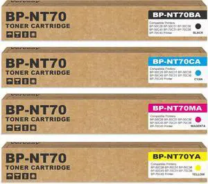 BP-NT70 BP-NT70BA BP-NT70CA BP-NT70MA BP-NT70YA High Yield 4-Pack Toner Cartridge Replacement for Sharp BP-NT70 for BP-50C26 BP-50C31 BP-50C36 BP-50C45 BP-70C31 BP-70C36 BP-70C45 Printer (4-Pack)