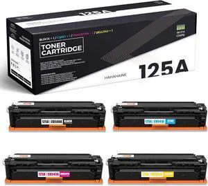 High Yield Compatible 125A Toner Cartridge Replacement for HP 125A | CB540A CB541A CB543A CB542A BK/C/M/Y (with chip) to use with Color CP1215 Printer (CC376A) CP1518ni Printer (CC378A) (1BK/1C/1M/1Y)