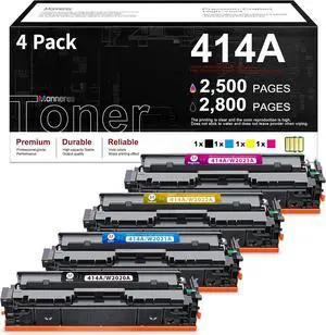 414A Toner Cartridges 4 Pack (with Chip) | Compatible for HP 414A 414X to Use with Color Laser Jet Pro MFP M479fdw M454dw M454dn M455dn MFP M480f M479dw M479fdn Printer | W2020A W2021A W2022A W2020A