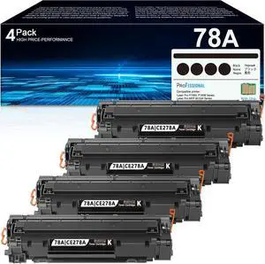 78A Toner Cartridge 4-Pack | 78A Black Toner Cartridge Replacement for HP 78A Toner Works with Laser Pro P1606dn P1606 P1566 P1560; M1536dnf M1537dnf M1538dnf M1530 MFP Printer | CE278A