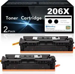 206X Black Toner Cartridges High Yield 2-Pack Replacement for HP 206X 206A Toner Color Laserjet MFP M283fdw M283cdw M283fdn M255nw M255dw M255dn M282nw Printer | W2110X W2110A