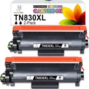Miss Deer TN830XL Toner Cartridge, Compatible Replacement for Brother TN830 XL/V/R TN 830XL TN 830 for HL-L2460DW DCP-L2640DW HL-L2405W MFC-L2820DW MFC-L2900DW HL-L2480DW Printer High Yield (2 Black)
