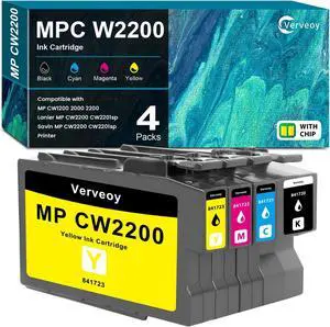 MP CW2200 Ink Cartridge 4-Pack Replacement for Ricoh MP CW2200 841720 841721 841722 841723 Ink for Aficio MP-CW1200 2000 2200 Gestetner MP CW2200 Lanier MP CW2200 CW2201sp Savin MP CW2200 CW2201sp