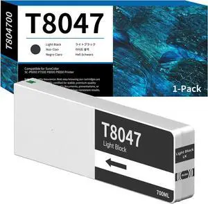 Remanufactured T8047 Ink Cartridges Light Black 700ml T55K7 T804700 Replacement for T8047 Ink Cartridge Works with SureColor P6000 P7000 P8000 P9000 Printer Ink