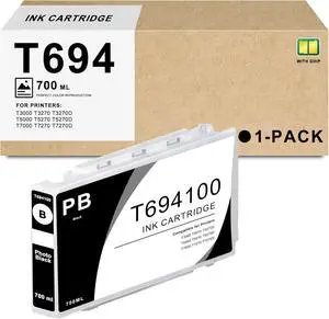 Remanufactured T694 Ink Cartridge 1-Pack Photo Black (700ml) Replacement for T694100 Ink Cartridge Use for SureColor T7000 T7270 T3270 T5270D T5270 T3270 T7270D T5000 T3000 Printer Ink