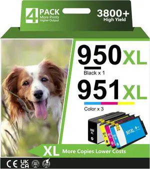 950XL and 951XL Ink Cartridges Combo Pack Replacement for HP 950 951 Ink Cartridge Combo Pack for HP OfficeJet Pro 8600 8610 8630 8620 8615 8625 8100 276DW 251DW Printer, Black Cyan Magenta Yellow