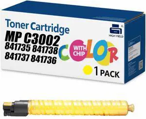 MP C3002 841735 841738 841737 841736 Toner Cartridge Compatible for Ricoh Aficio MP C3002/3502 Lanier MP C3002/3502 Savin MP C3002/3502 Printers, 15,000 Pages Black 12,000 Pages Yellow