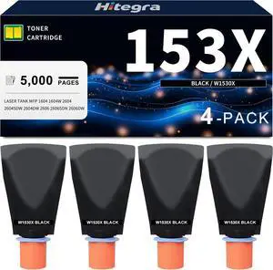 153X Toner Cartridge W1530X Black (4-Pack) Replacement for HP 153X Toner Cartridges Compatible with Laser Tank MFP 1604 1604w 2604 2604sdw 2604dw 2606 2606sdn 2606dw Printer Black Toner