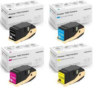 Phaser 7100 Toner Cartridge 4-Pack (Black,Cyan,Magenta,Yellow) Replacement for Xerox 106R02605 106R02602 106R02603 106R02604 Toner Cartridge for Phaser 7100 7100DN 7100N Printer Ink