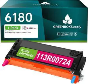 Compatible 6180 Magenta Toner Cartridge Replacement for Xerox 6180 113R00724 Toner for Phaser 6180 6180N 6180DN 6180MFP-D 6180MFP-N Printer (1 Pack, 6,000 Pages)
