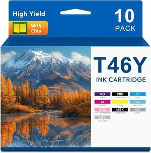Remanufactured T46Y Ink Cartridge T46 Ink with 10 Packs T46YD00 T46Y100 T46Y200 T46Y300 T46Y400 T46Y500 T46Y600 T46Y700 T46Y800 T46Y900 Ink Cartridge Compatible with SureColor P900 SC-P900 Printer Ink