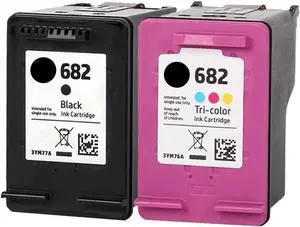 Generic LEBOK for HP 682 | 2 Ink Cartridges | Black and Tri-Color | 3YM77A and 3YM76A, Standard