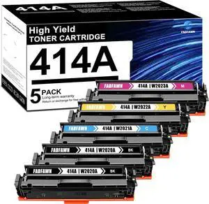 414A Toner Cartridges 5-Pack High Yield(2 Black/1 Cyan/1 Magenta/1 Yellow) - W2020A W2021A W2022A W2023A Toner Cartridge Replacement for HP M454dw M479fdw M479fdn M479dn M479dw M455dn M480f Printer