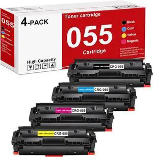 High-Yield 055 Toner Cartridges Compatible MF743cdw Toner Replacement for Canon 055 Toner Cartridge Set for Color imageCLASS MF741Cdw MF743Cdw MF745Cdw MF746Cdw LBP664Cdw Printer (4-PackBK/C/M/Y)