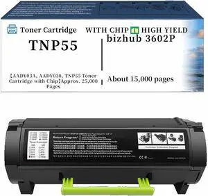 TNP55 Toner Cartridge Compatible for Konica Minolta bizhub 3602P (About 15,000 Pages) AADY03A,-AADY030,-TNP55-Toner-Cartridge-with-Chip