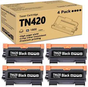 TN420 Toner Cartridge Compatible TN420 Toner Cartridge Replacement for Brother HL-2270DW 2280DW 2230 2240 MFC-7360N 7860DW DCP-7065DN(Black, 4-Pack)