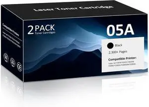 05A Black Toner Cartridge P2035 P2055 CE505 Compatible for HP CE505A 05A 05X CE505X Work with HP Laser Jet P2035 P2035N P2055DN 2055DN 2035N P2030 P2050 P2055D P2055X Printer, High Yield, 2 Pack