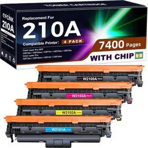 210A Toner Cartridges 4 Pack (with Chip) Compatible Replacement for HP 210A 210X HP210 HP210A Toner High Yield for Color Pro MFP 4301fdw 4301fdn 4201dw 4201dn Series Printer W2100A W2100X Toner