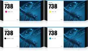 738 Ink Cartridges 300ML 4-Pack 498N8A 676M6A 676M7A 676M8A Compatible with HP DesignJet T850 & T950 Wide Format Printers (Black Cyan Magenta Yellow)