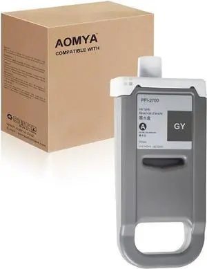 Aomya PFI-2700 Ink Cartridge Pigment Ink Tank Compatible PFI2700GY PFI2700 for PRO-2600 PRO-4600 PRO-6600 GP-2000 GP-4000 GP-4600S GP-6600s Printers(700ML Gray)