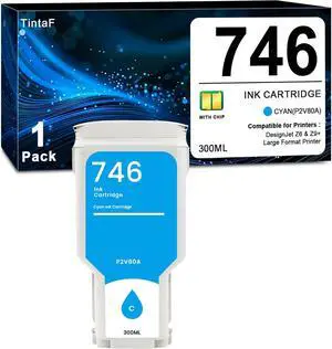 Compatible 746 Ink Cartridge Cyan 300-ml (P2V80A) Replacement for HP 746 Ink Cartridges for DesignJet Z6 & Z9+ Large Format Printers 1-Pack