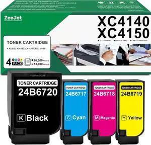 XC4140 XC4150 Toner Cartridges 24B6717 24B6718 24B6719 24B6720 Replacement for Lexmark XC4150 XC4140 XC4143 XC4153 Printer Ink 4-Pack (Black Cyan Magenta Yellow)