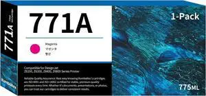 771 771A Magenta Ink Cartridge B6Y17A Ink Replacement for HP 771A Ink Cartridge for DesignJet Z6200 Z6600 Z6800 Z6810 Printer Ink 775ml, 1-Pack