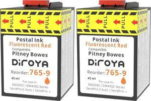 765-9 Ink Cartridge High Yield Replacement for Compatible Pitney Bowes SendPro C Auto DM300c DM400c DM450c DM475c and G900 Postage Meter Fluorescent Red Ink (2 Pack)