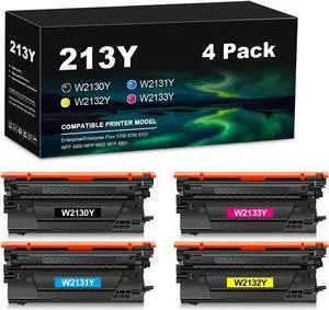 Extra High Capacity 213Y Toner Cartridge Remanufactured Replacement for 213 W2130Y W2131Y W2132Y W2133Y 213A 213X for HP Color Laserjet Enterprise 5700 6700 6701 MFP 5800 6800 6801 Printer (BK/C/Y/M)