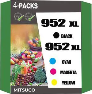 952XL Ink Cartridges  High Yield Compatible Replacement for HP 952XL (Black, Cyan, Magenta, Yellow)  for HP OfficeJet Pro 8710, 8720, 7740, 8210, 8715, 8718, 8702