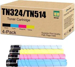 TN-324 TN-514 TN324 TN514 Toner Cartridge Use for Konica Minolta bizhub C258 C308 C368 C458 C558 C658 Printers (4 Pack)