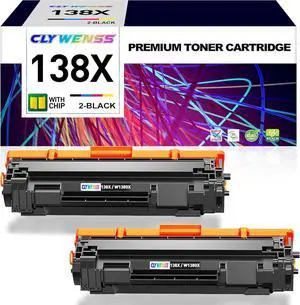 Compatible Toner Cartridge Replacement for HP 138X W1380X 138A W1380A Works with Pro 3001dw 3001fdw MFP 3101fdw Printer (Black, 2-Pack)