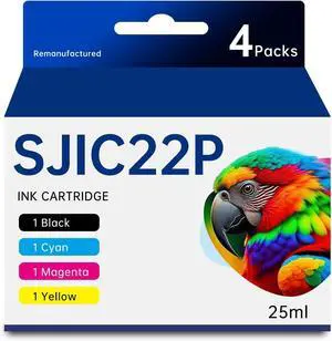 Remanufactured SJIC22P Ink Cartridges SJIC22P K C M Y Ink Replacement for TM-C3500 Ink Cartridge SJIC22P for Colorworks TM-C3500 TM-C3510 TM-C3520 Printer Ink 4-Pack, Black Cyan Magenta Yellow