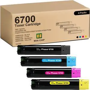Phaser 6700 High Capacity Toner Cartridge Replacement for Xerox 106R01510 Black 106R01507 106R01508 106R01509 Toner Set for Phaser 6700 6700DN 6700DT 6700DX 6700N Printer (4-Pack)