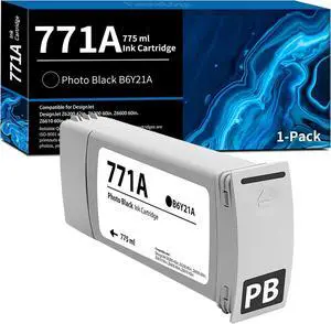 771 771A Photo Black Ink Cartridge 775ml 1-Pack B6Y21A Replacement for HP 771 771A Ink for DesignJet Z6200 Z6600 Z6610 Z6800 Z6810 Printer Ink