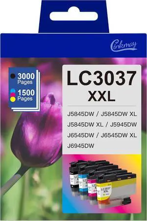 LC3037 XXL Super High-Yield Ink Cartridges Black/Cyan/Magenta/Yellow (4-Pack) Replacement for Brother LC3037 Ink Cartridges LC30374PKS Work for MFC-J5845DW MFC-J6945DW MFC-J6545DW MFC-J5945DW Printer